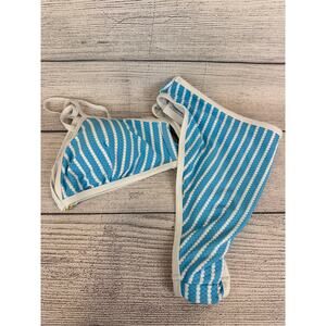 Time & Tru Plus Size White & Blue Striped Matching Swim Bikini Size 3X